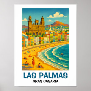 Poster Las Palmas Gran Canaria vintage Praia de Las Cante