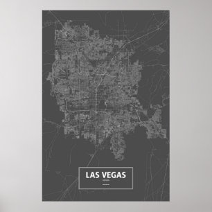 Pôster Las Vegas, Nevada (branco no preto)