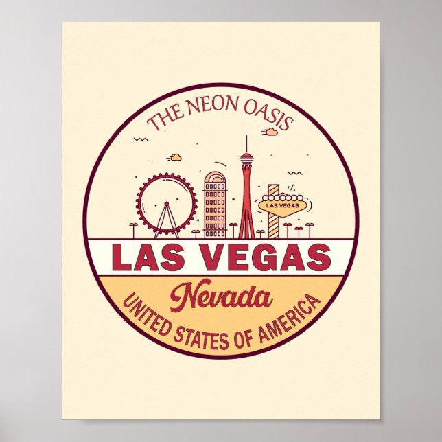 Poster Las Vegas Nevada City Skyline Emblem (Frente)