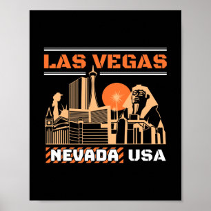 Poster Las Vegas Nevada EUA Design de Paisagem Urbana Ret