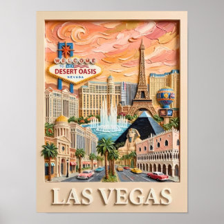 Poster Las Vegas Nevada Impasto Antigos Pontos Turísticos