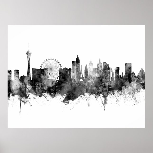 Poster Las Vegas Nevada Skyline Black White (Frente)