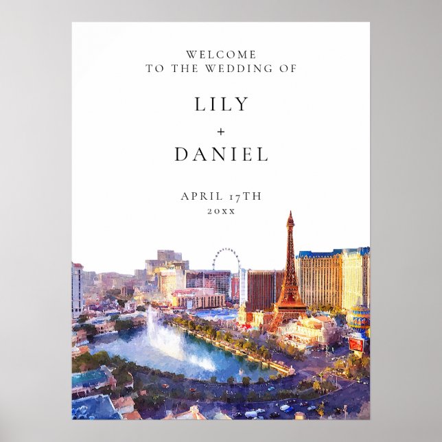 Poster Las Vegas Skyline Wedding Welcome Sign (Frente)