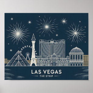 Poster Las Vegas Strip Nevada Skyline Line Art Cityscape