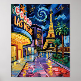 Poster Las Vegas Viagem Van Gogh Style Casino Night City