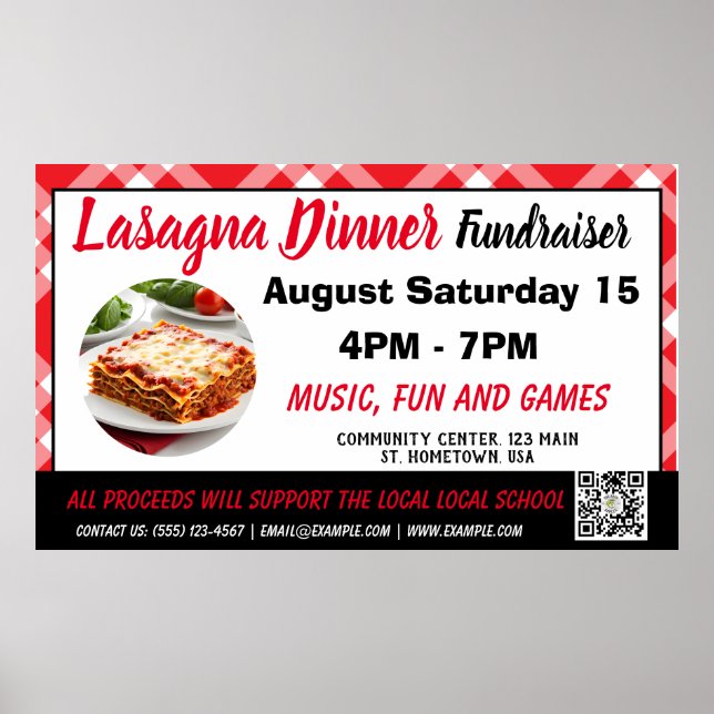 Poster Lasagna Janta banner vermelho do Fundraiser (Frente)