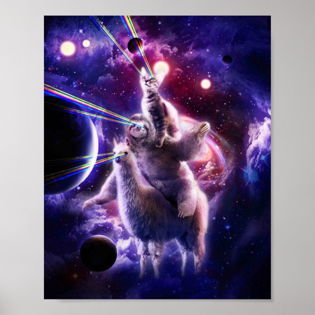 Poster Laser Olhos de Olhos de Gato Andando Lama - Arco-í (Frente)