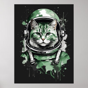 Poster Lash de Gato do Astronauta Verde