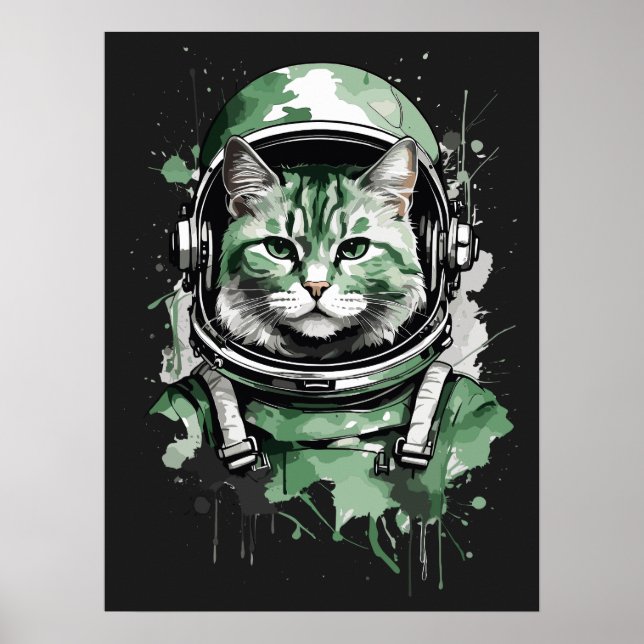 Poster Lash de Gato do Astronauta Verde (Frente)