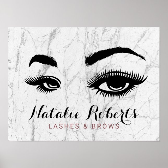 Poster Lashes & Brows Makeup Artist Beauty Salon Marble (Frente)