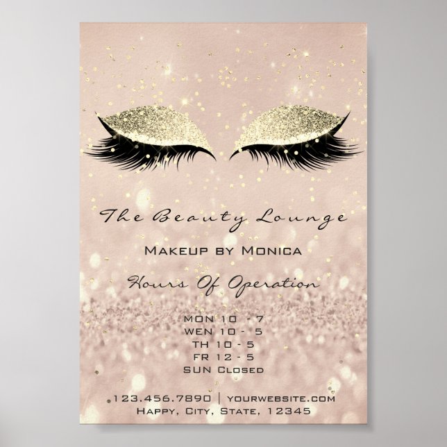Poster Lashes Estica Makeup Artist Glitter Beaut Salon (Frente)