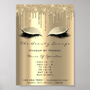 Poster Lashes Makeup Opening Hours Gold Salon Drips Spark