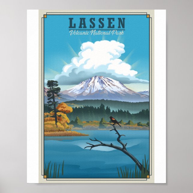 Poster Lassen Volcanic National Park Litho Trabalho de ar (Frente)