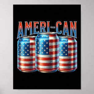 Poster Lata de cerveja engraçada americana bandeira patri