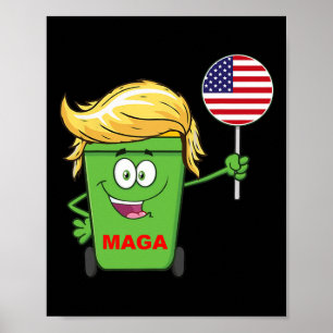 Poster Lata de lixo mega desenho animado engraçado Trump