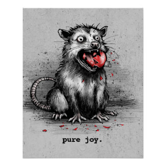 Pôster Lata de Natal Trash Opossum Mastigando Ornamentaçã