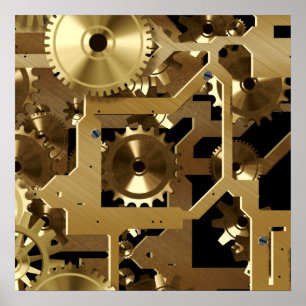 Poster latão de trabalho de relógio