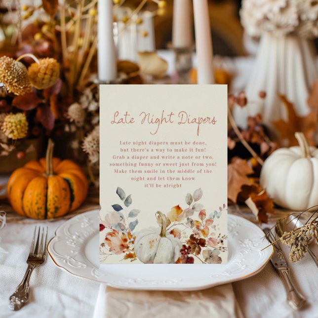 Poster Late night Diapers Little pumpkin Baby Shower Sign (Criador carregado)