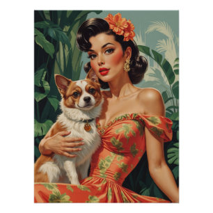 Pôster Latina com Cachorro Bonito