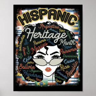 Poster Latina Herança Hispânica da Mulher Latina Mês