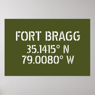 Poster Latitude Longitude de Fort Bragg