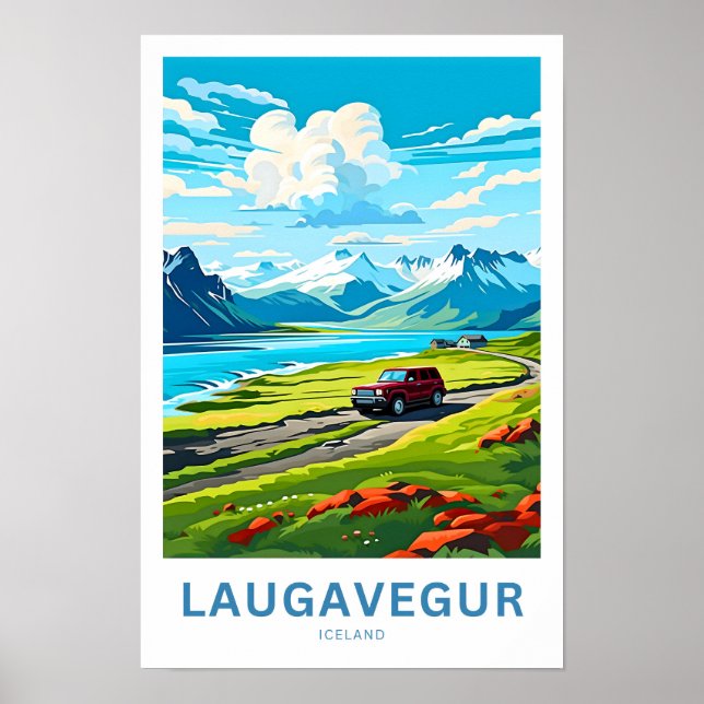 Poster Laugavegur Islândia Travel Print (Frente)