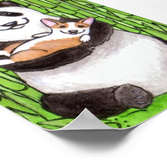Pôster Lauren M. Davis Panda & Pembroke Welsh Dog Art (Borda)