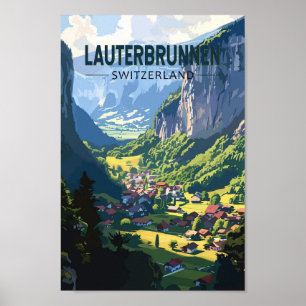 Poster Lauterbrunnen Suiça Art Vintage