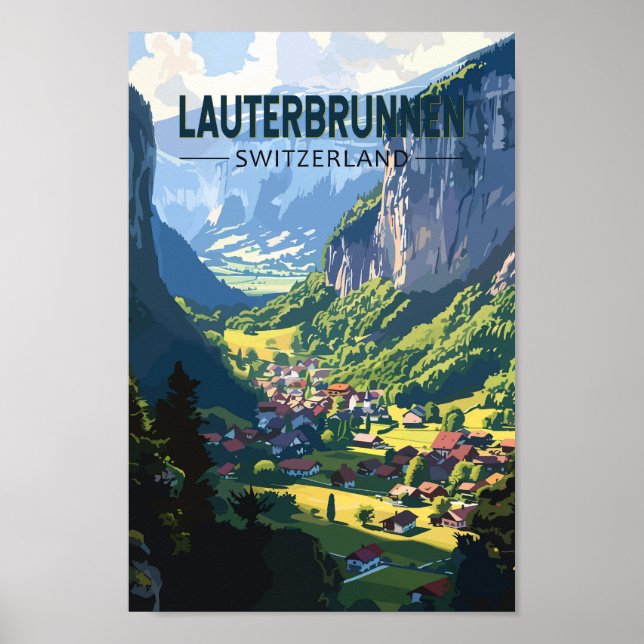 Poster Lauterbrunnen Suiça Art Vintage (Frente)