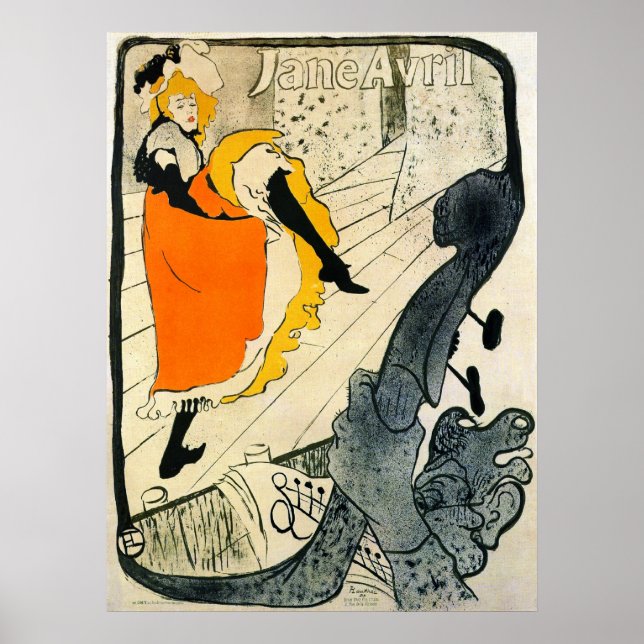 Pôster Lautrec: Jane Avril Danicng the Can-Can (Frente)