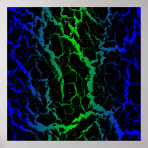 Poster Lava de espaço rachada - Azul/Verde