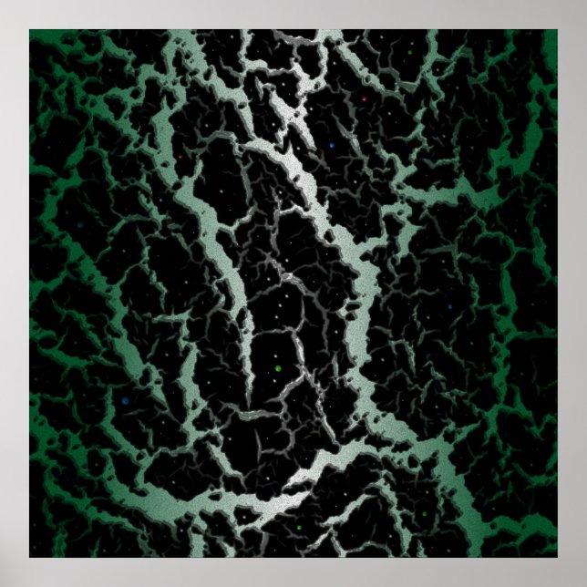 Poster Lava de espaço rachada - Branco/Floresta (Frente)
