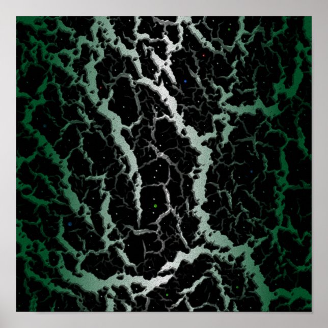 Poster Lava de espaço rachada - Branco/Floresta (Frente)