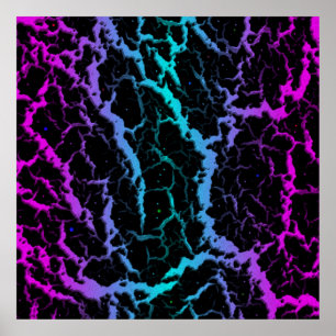 Poster Lava de espaço rachada - Rosa/Ciano