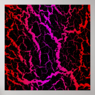 Poster Lava de espaço rachada - Vermelho/Rosa