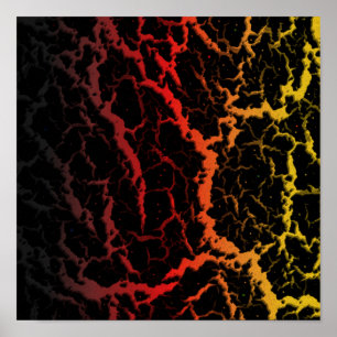 Poster Lava Espacial Rachada - Preto/Vermelho/Dourado