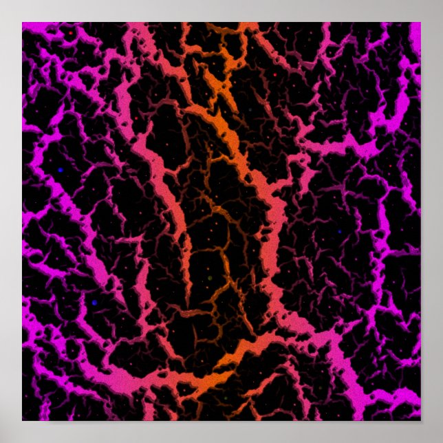 Poster Lava Espacial Rachada - Rosa/Laranja (Frente)