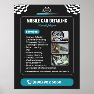 Poster Lavagem de Carros Detalhamento Automotivo