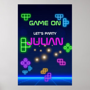 Poster Lavanda, azul verde e gamer roxo de 24" x 36"