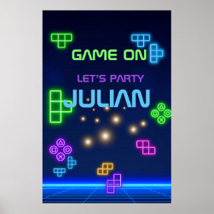 Poster Lavanda, azul verde e gamer roxo de 24" x 36"