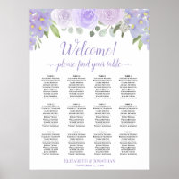 Lavanda Boho Rosas 12 Placa Sentada De Casamento M