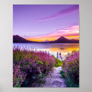 Poster Lavanda Campo Sunset Sunrise Paisagem