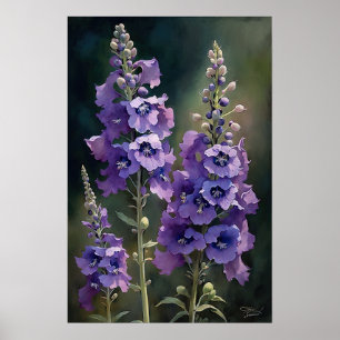 Poster lavanda de Arte Flor de Larkspur