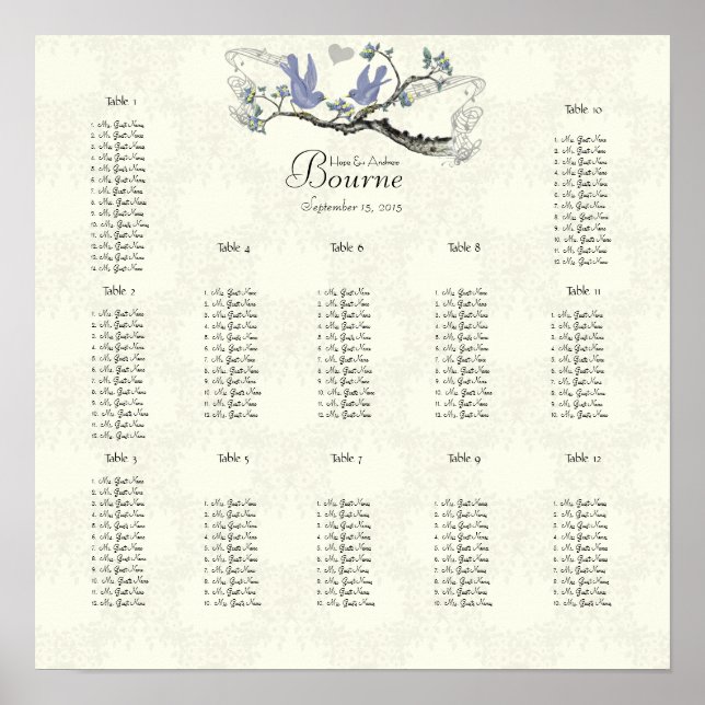 Pôster Lavanda de aves de vindima e gráfico de lugares am (Frente)