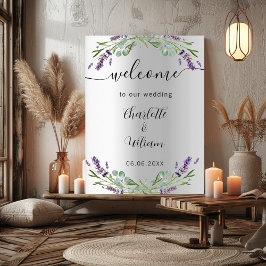 Poster Lavanda de casamento eucalipto prateado bem-vindo