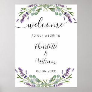 Poster Lavanda de casamento eucalipto verde bem-vindo