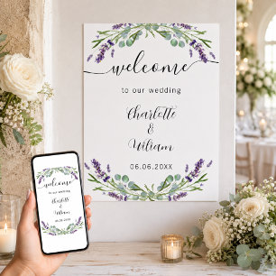 Poster Lavanda de casamento eucalipto verde bem-vindo