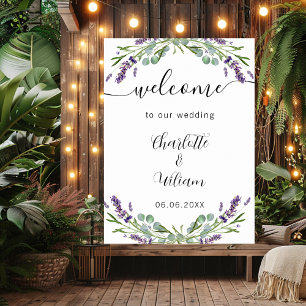 Poster Lavanda de casamento eucalipto verde bem-vindo