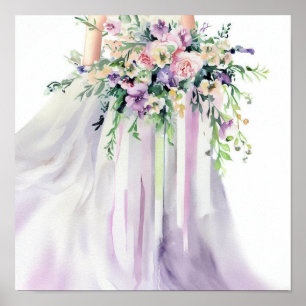 Poster Lavanda e cor-de-rosa, Buquê em cascata Bridal 1,