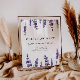 Poster Lavanda elegante adivinha quantos jogos de Chá de 